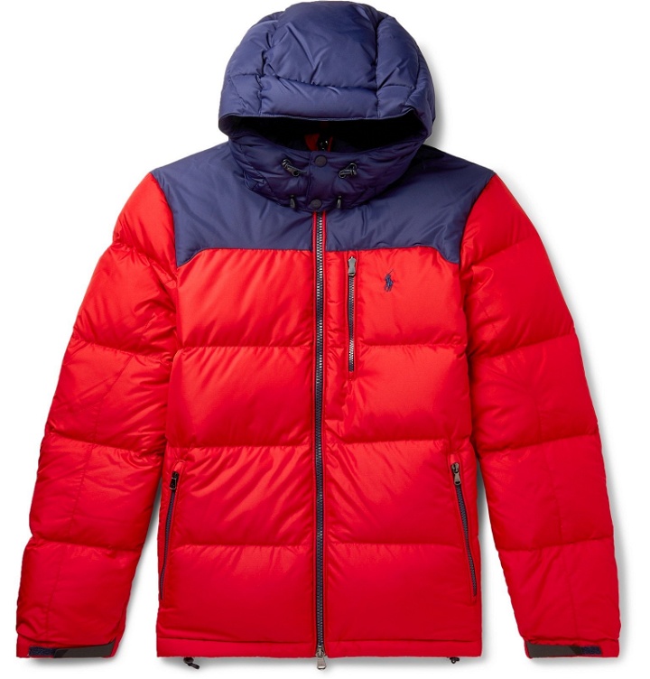 Photo: Polo Ralph Lauren - Colour-Block Quilted Shell Hooded Down Jacket - Red