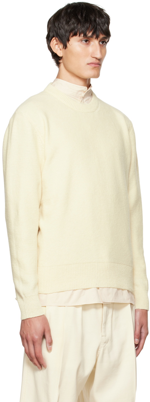 Beige Deep V-neck wool-blend sweater, Lemaire