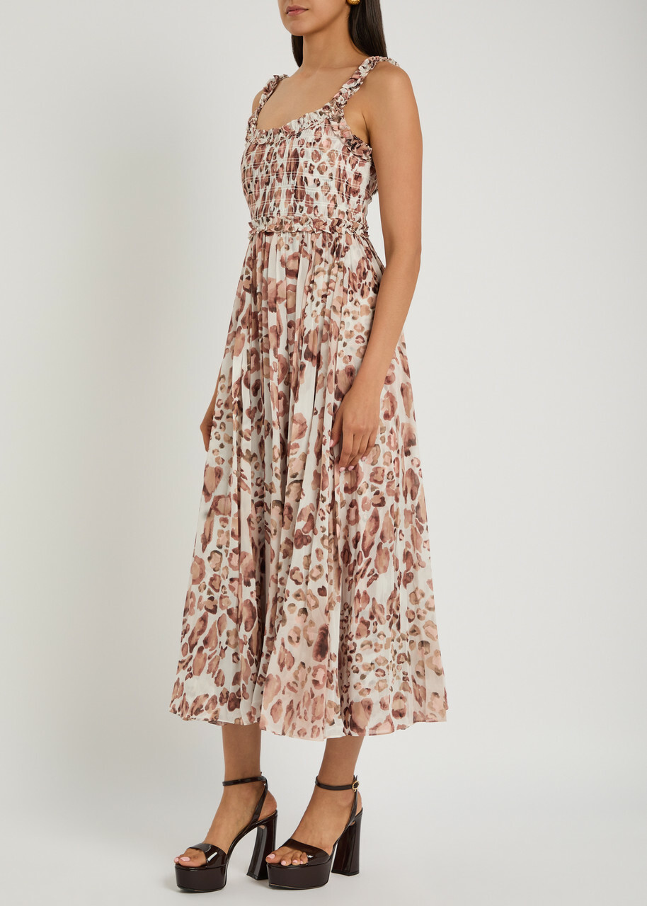 Needle & Thread Leopard-print Chiffon Midi Dress