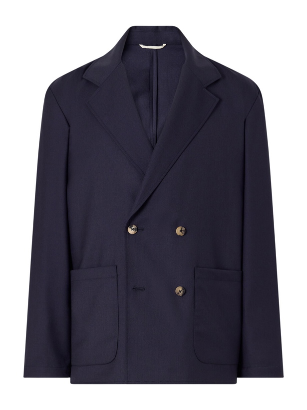 Photo: De Bonne Facture - Double-Breasted Virgin Wool-Twill Jacket - Blue