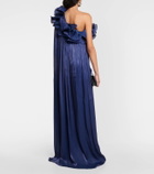 Costarellos Ruffled one-shoulder gown