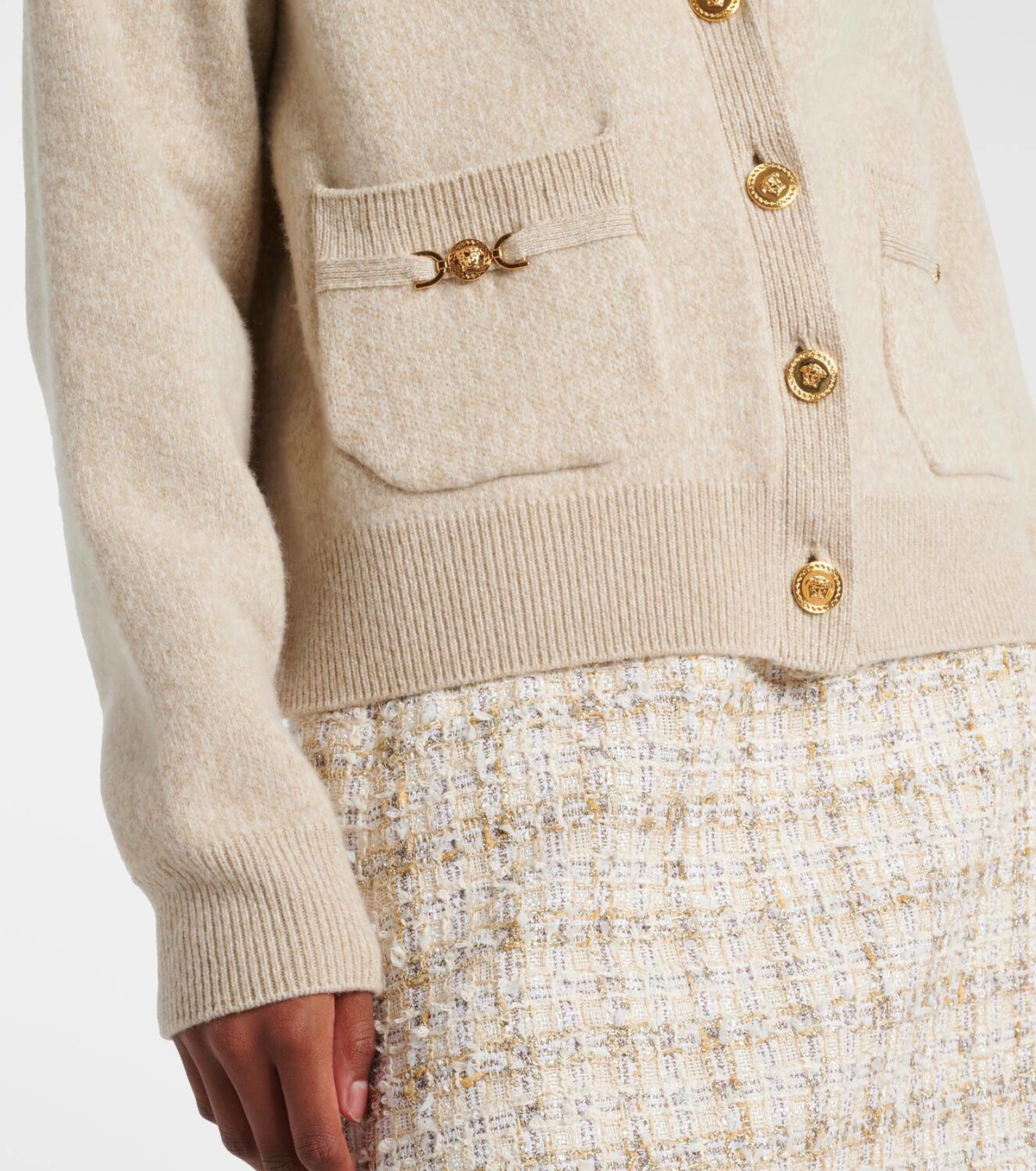 Versace Beige Barocco Quilted Cardigan main image 0
