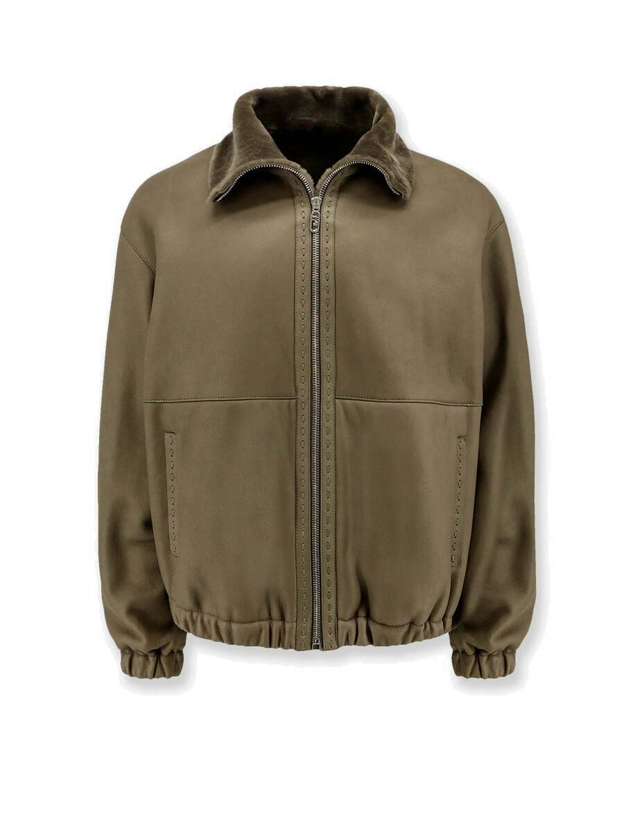 Fendi - Slim-Fit Leather-Trimmed Alpaca and Wool-Blend Shearling Blouson  Jacket - Neutrals Fendi