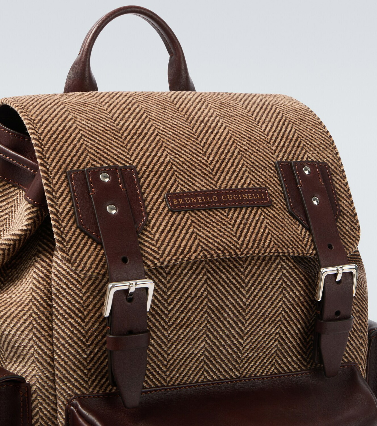 Brunello Cucinelli Leather-trimmed canvas backpack