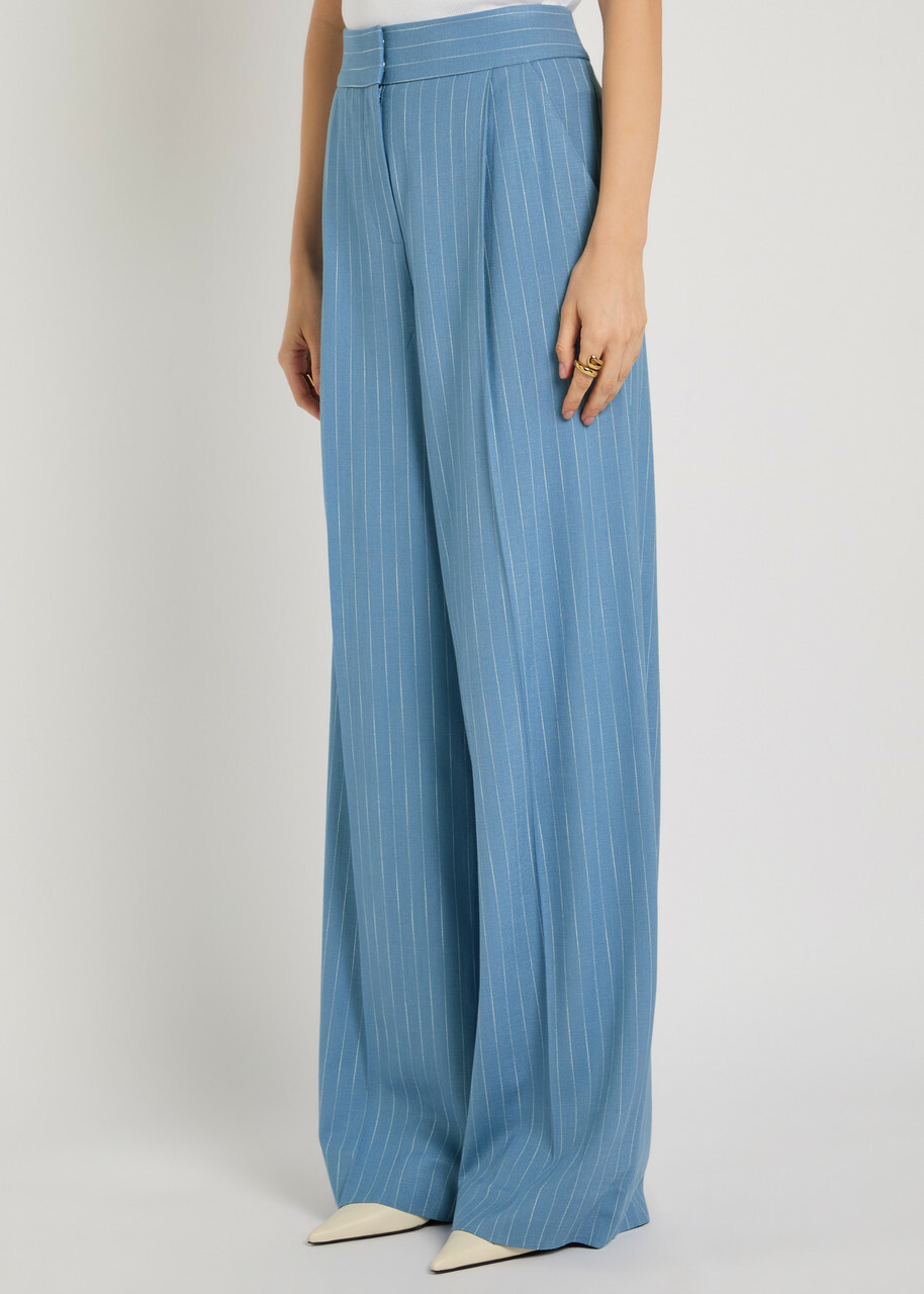 Veronica Beard Heyser Striped Wide-leg Trousers Blue