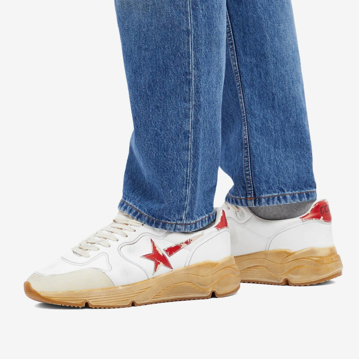 スニーカー GOLDEN GOOSE Men Sneakers 412005 GMF00117F006788 WHITE Golden Goose Men's Running Sole Sneakers in White/Red/Blue