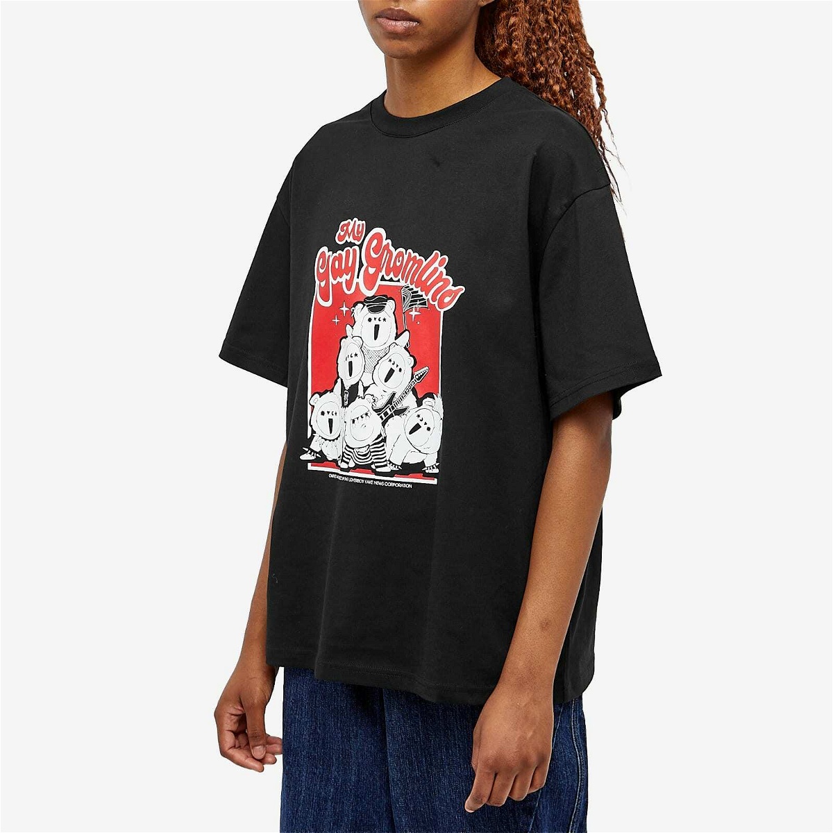 Charles Jeffrey Loverboy Women's Charles Jeffrey Graphic Short Sleeve T-Shirt in Black With Red