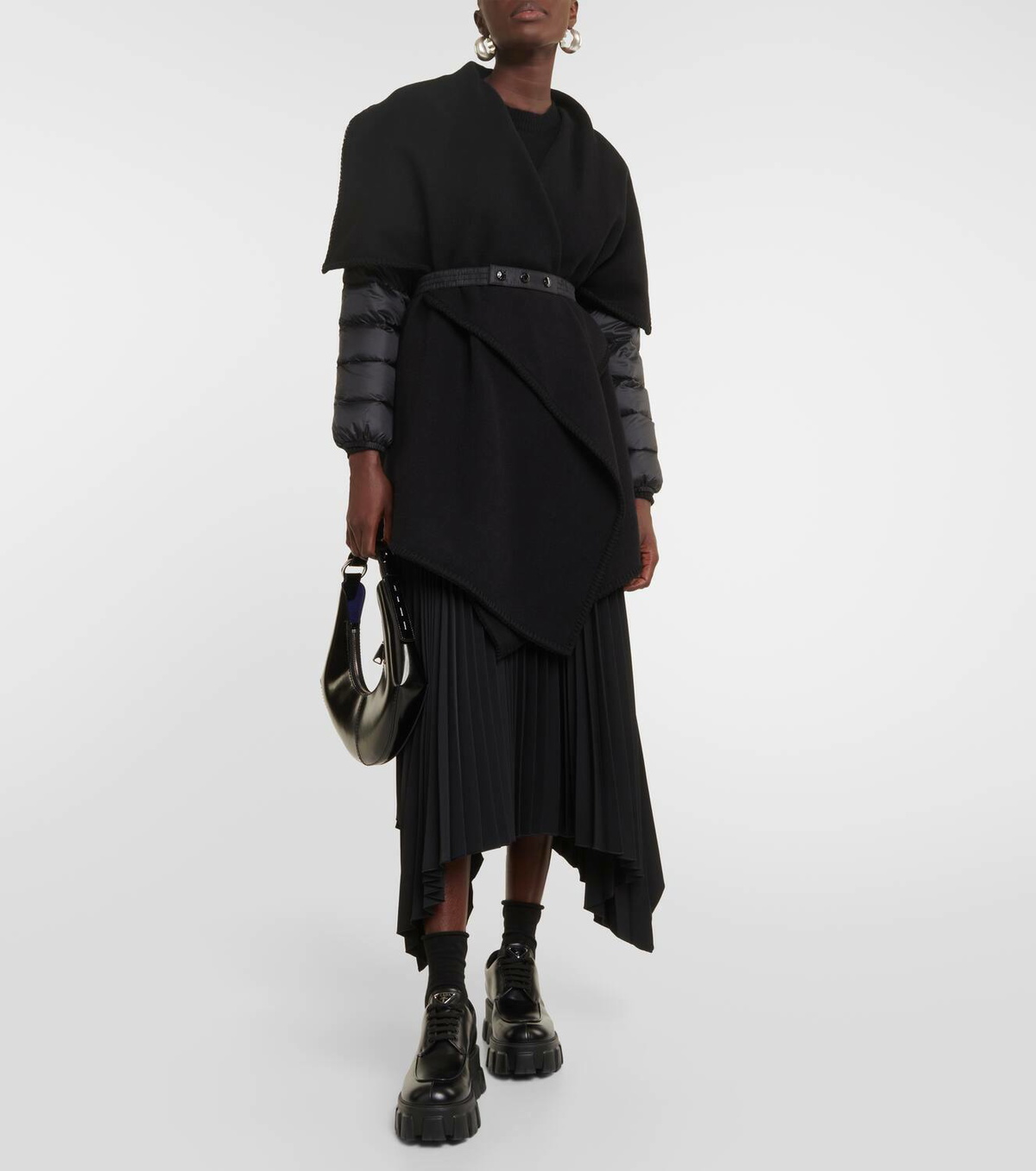 Moncler Wool-blend down-paneled cape