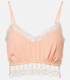 Simone Rocha Lace-trimmed crêpe de chine bra top