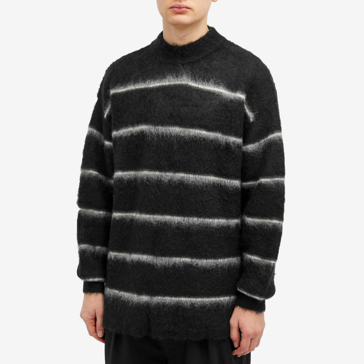 Comme des Garçons Homme Men's Raised Stripe Mohair Sweater in Black