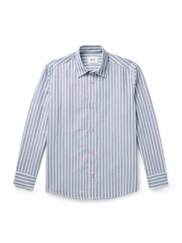 Photo: NN07 - Freddy 5327 Striped Linen and Cotton-Blend Shirt - Blue
