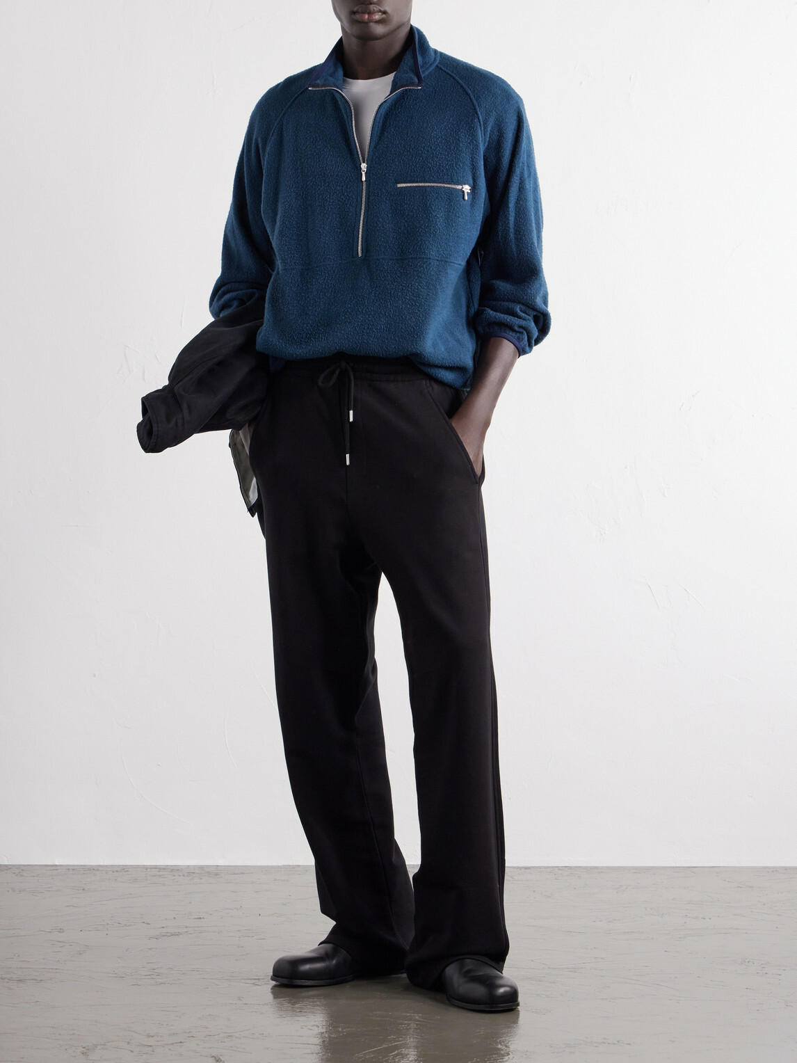 A.PRESSE - Silk-Fleece Half-Zip Sweatshirt - Blue