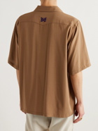 Needles - Convertible-Collar Logo-Embroidered Twill Shirt - Brown