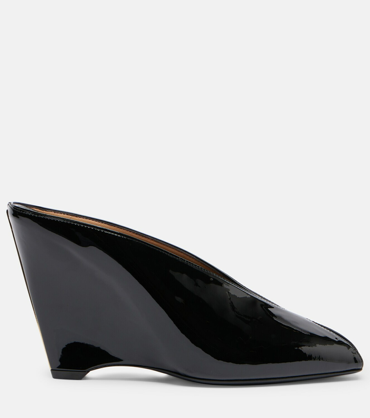 Ferragamo Alicia 95 patent leather wedge mules