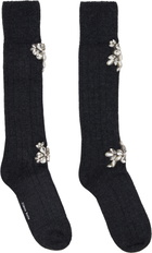Simone Rocha Gray Embellished Rose Knee Socks