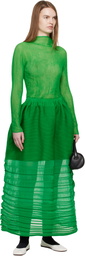 ISSEY MIYAKE Green December Moving Knit Midi Skirt