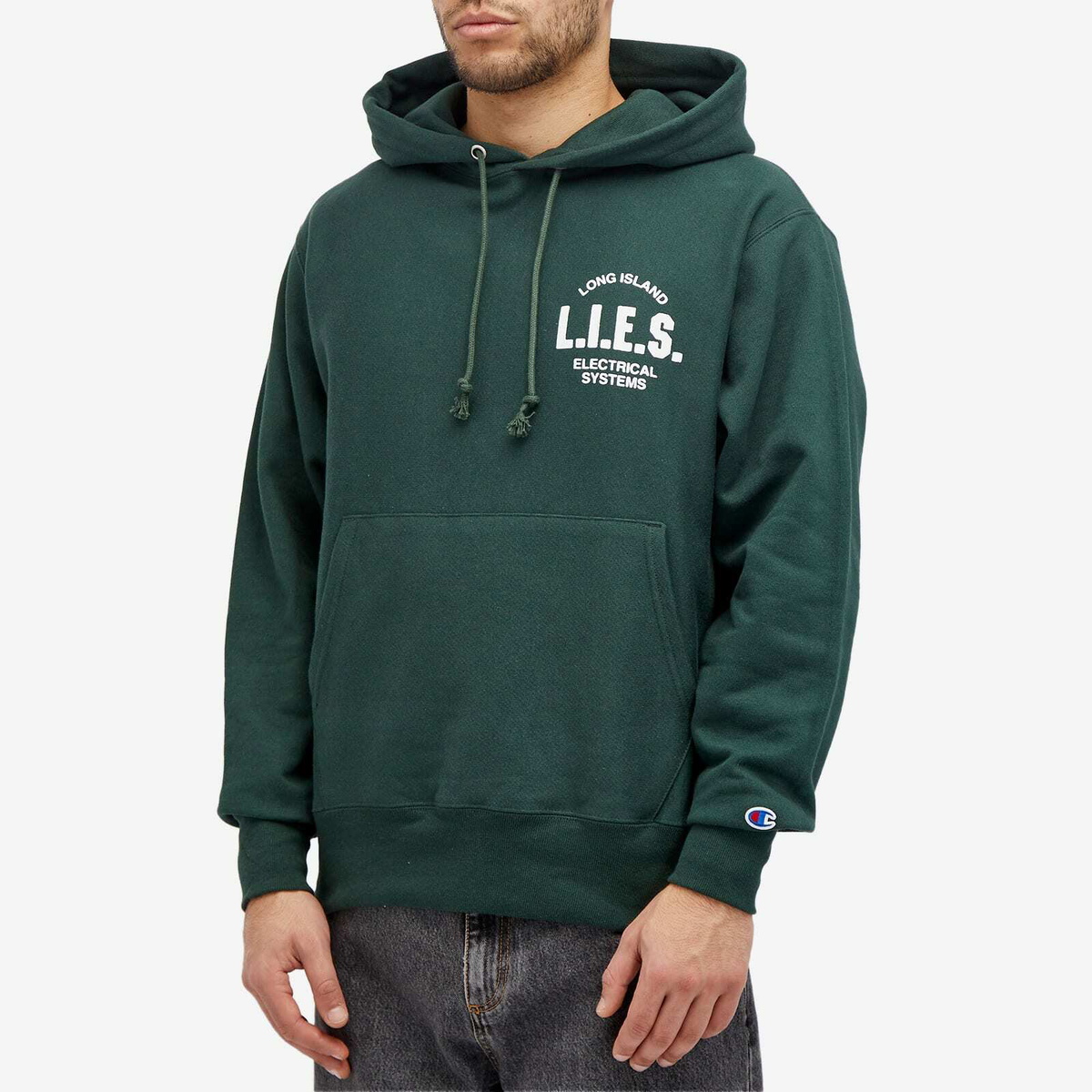 L.I.E.S. Records Men's Classic Logo Hoodie in Forest Green
