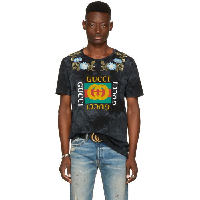 Photo: Gucci Black Floral Logo T-Shirt 
