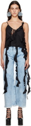 Marques Almeida Black Ruffle Tank Top