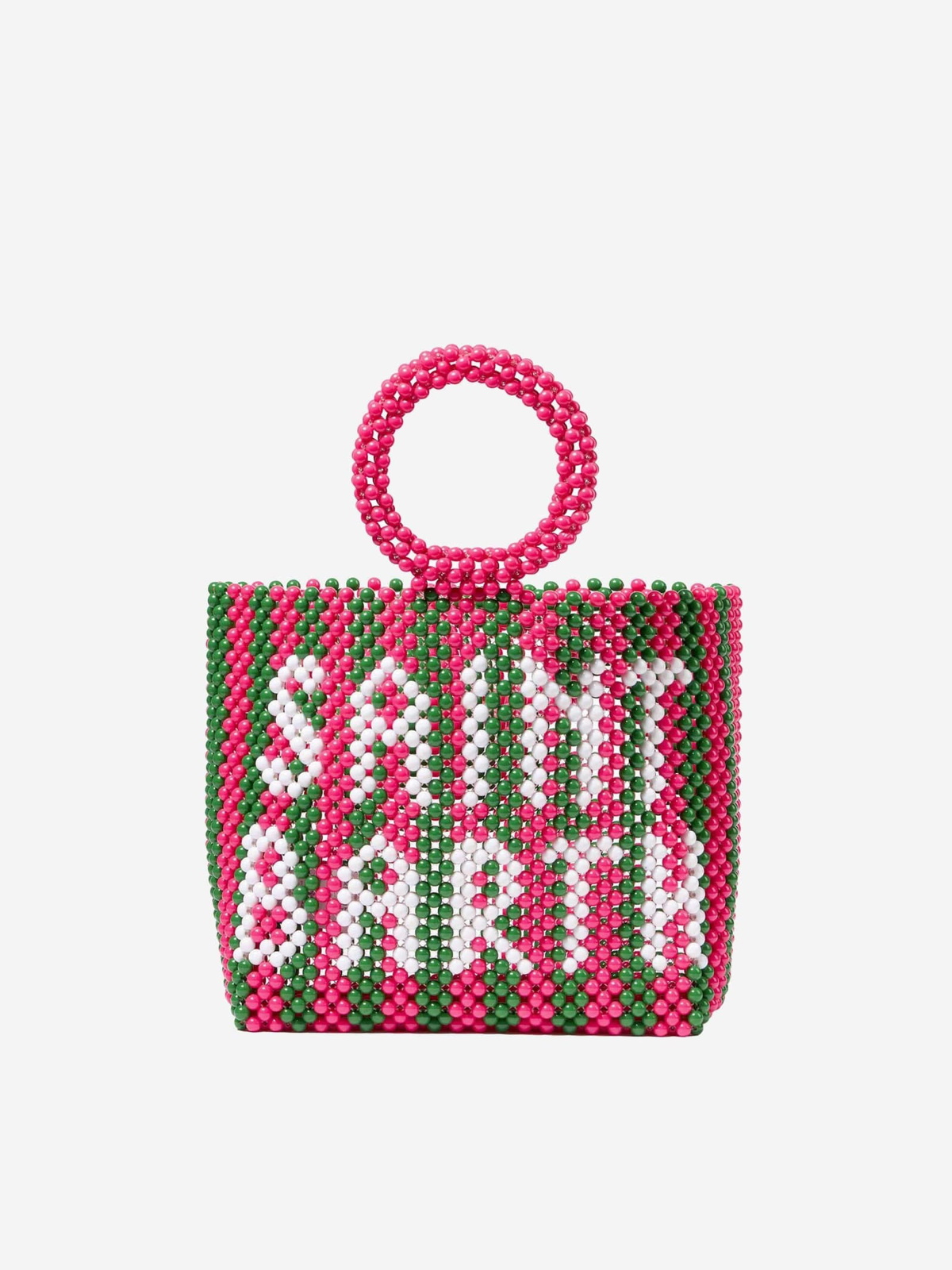 MC2 Saint Barth Beaded Handbag With Pink And Green Stripes