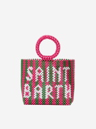 MC2 Saint Barth Beaded Handbag With Pink And Green Stripes