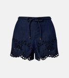 Zimmermann Mahon broderie anglaise denim shorts