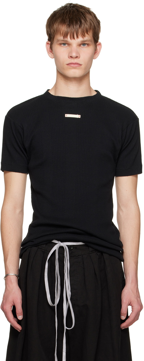 Maison Margiela Black Ribbed T-Shirt Maison Margiela