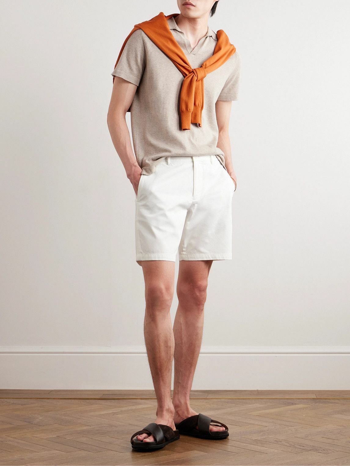 Club Monaco - Baxter Straight-Leg Stretch-Cotton Twill Shorts - White