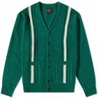 Beams Plus Men's 9G Stripe Cardigan in Green