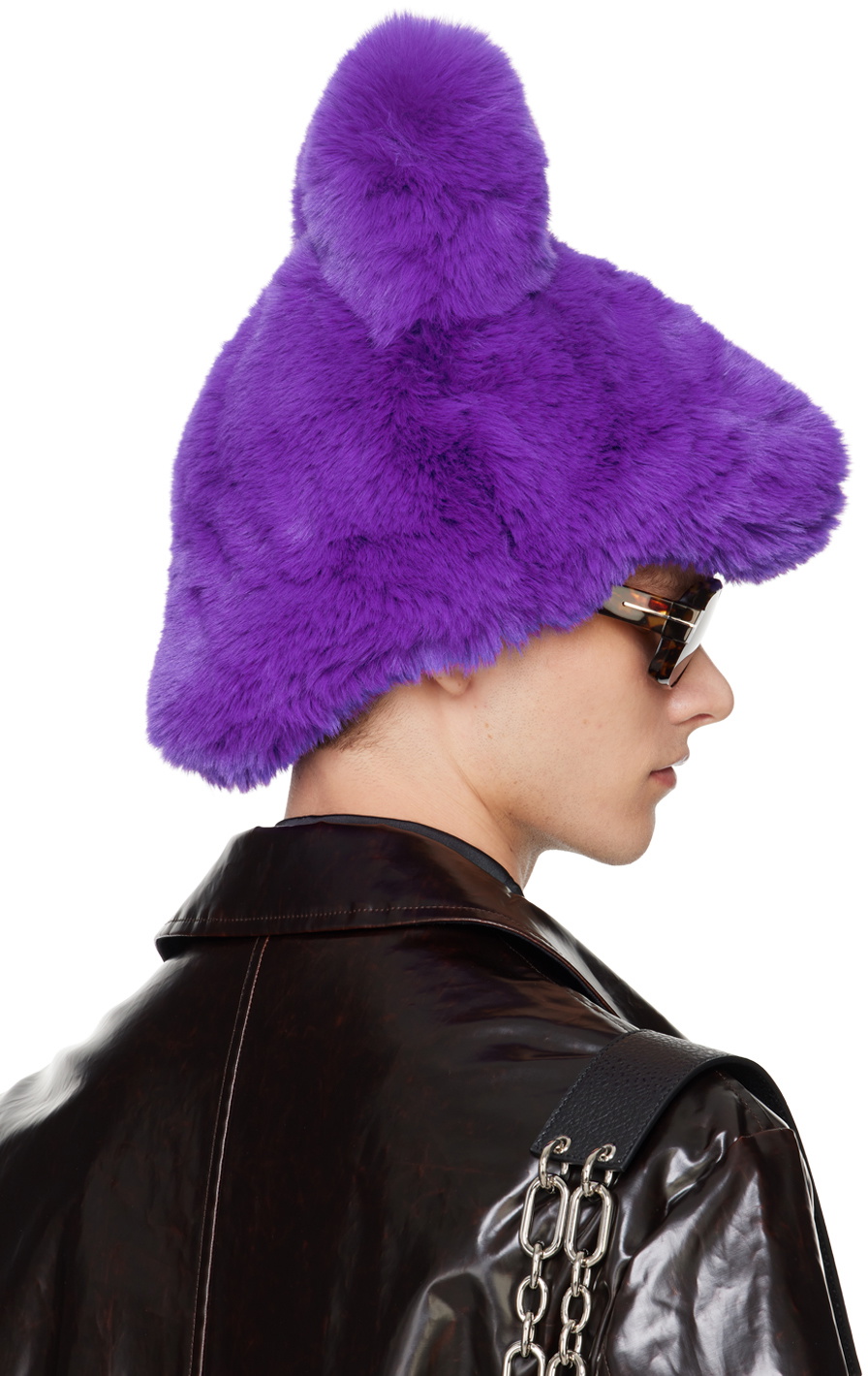 Acne Studios Purple Fluffy Bow Hat Acne Studios