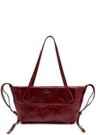 Balmain Track Zip Small Glossed Leather Tote bag - Aubergine - One Size