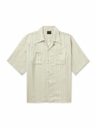 Needles - Camp-Collar Logo-Embroidered Striped Georgette Western Shirt - Neutrals