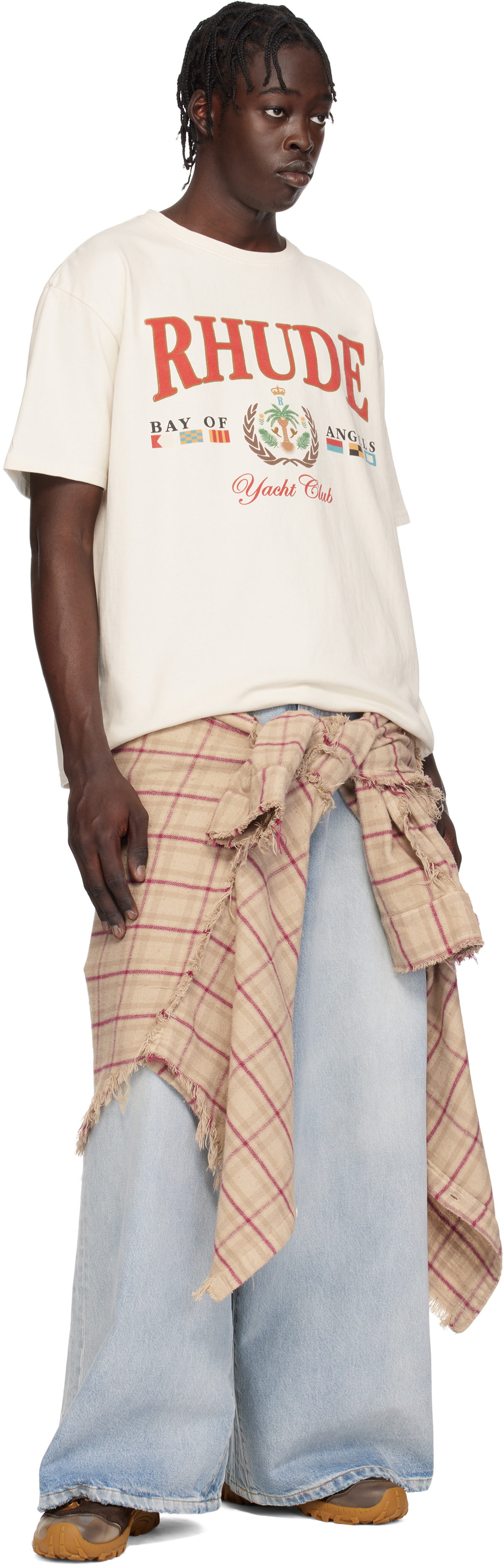 RHUDE Bay of Angels ロゴ プリント コットン Tシャツ 人気 BAY OF ANGELS YACHT TEE – R H U D E