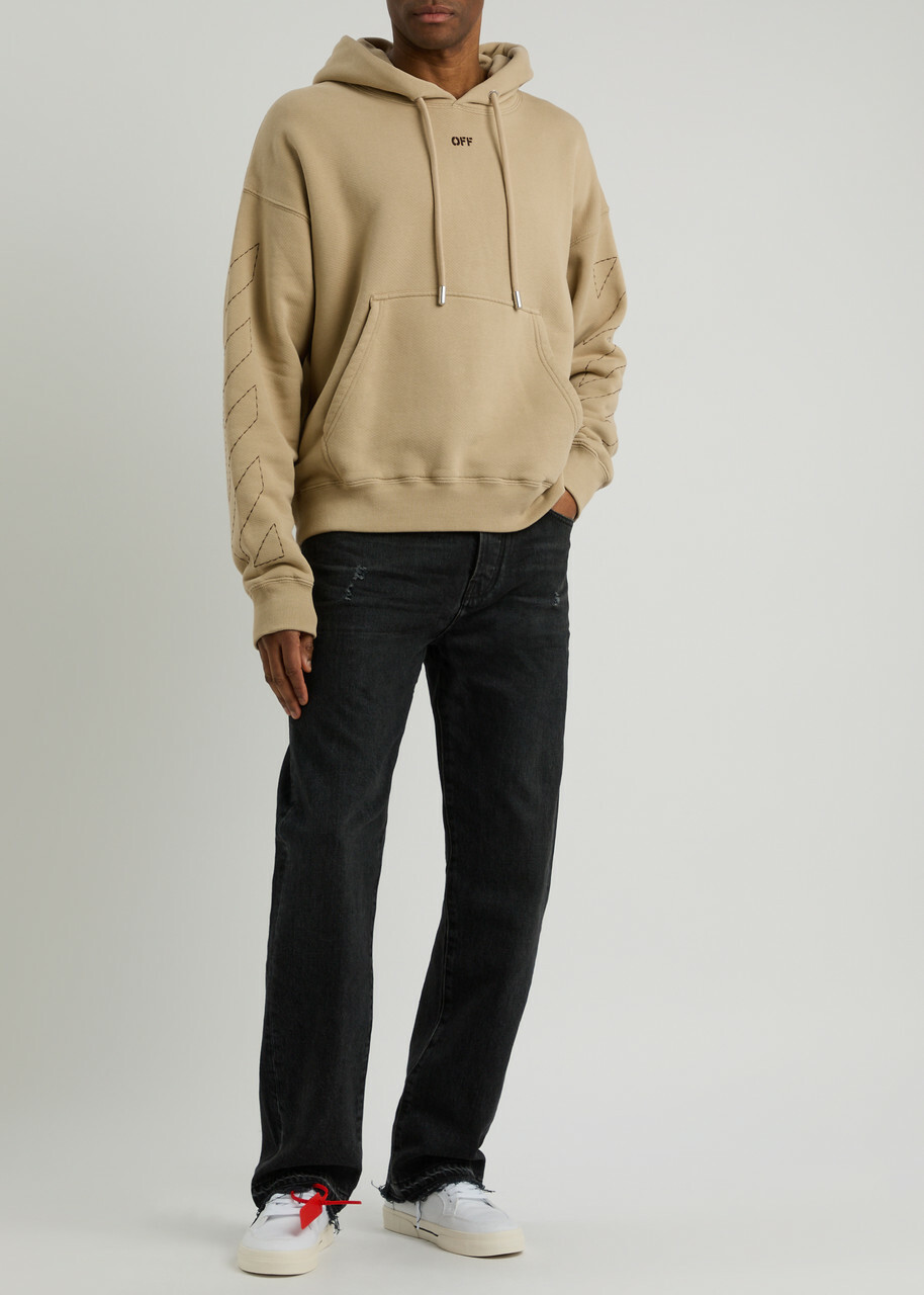 Off-white Skate Hooded Cotton Sweatshirt Tan