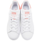 adidas Originals White and Pink Stan Smith Sneakers