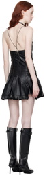 Ludovic de Saint Sernin Black Cleavage Leather Minidress