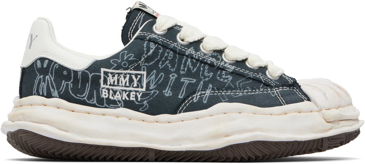 Maison MIHARA YASUHIRO Black Blakey OG Sole Graffiti Printed Canvas Sneakers