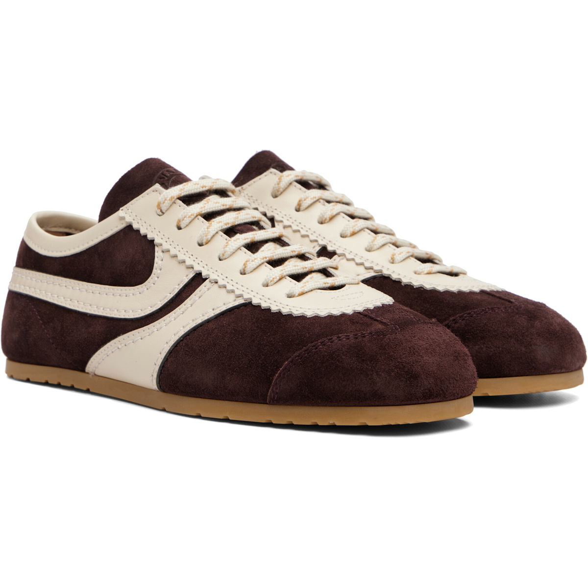 Dries Van Noten Burgundy Suede Sneakers