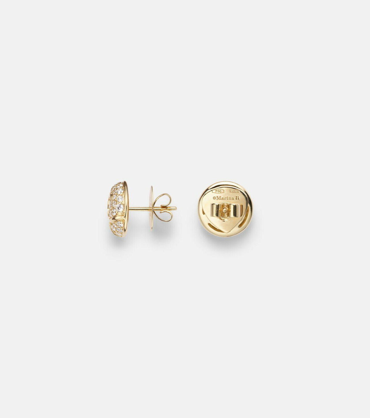 Marina B Onda Boule 18kt gold stud earrings with diamonds