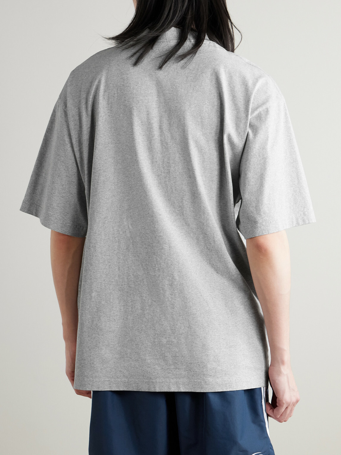 Balenciaga - Logo-Embroidered Cotton-Jersey T-Shirt - Gray Balenciaga