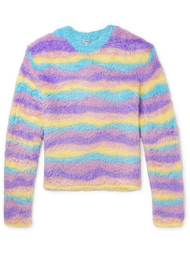 Photo: Loewe - Slim-Fit Striped Knitted Sweater - Purple