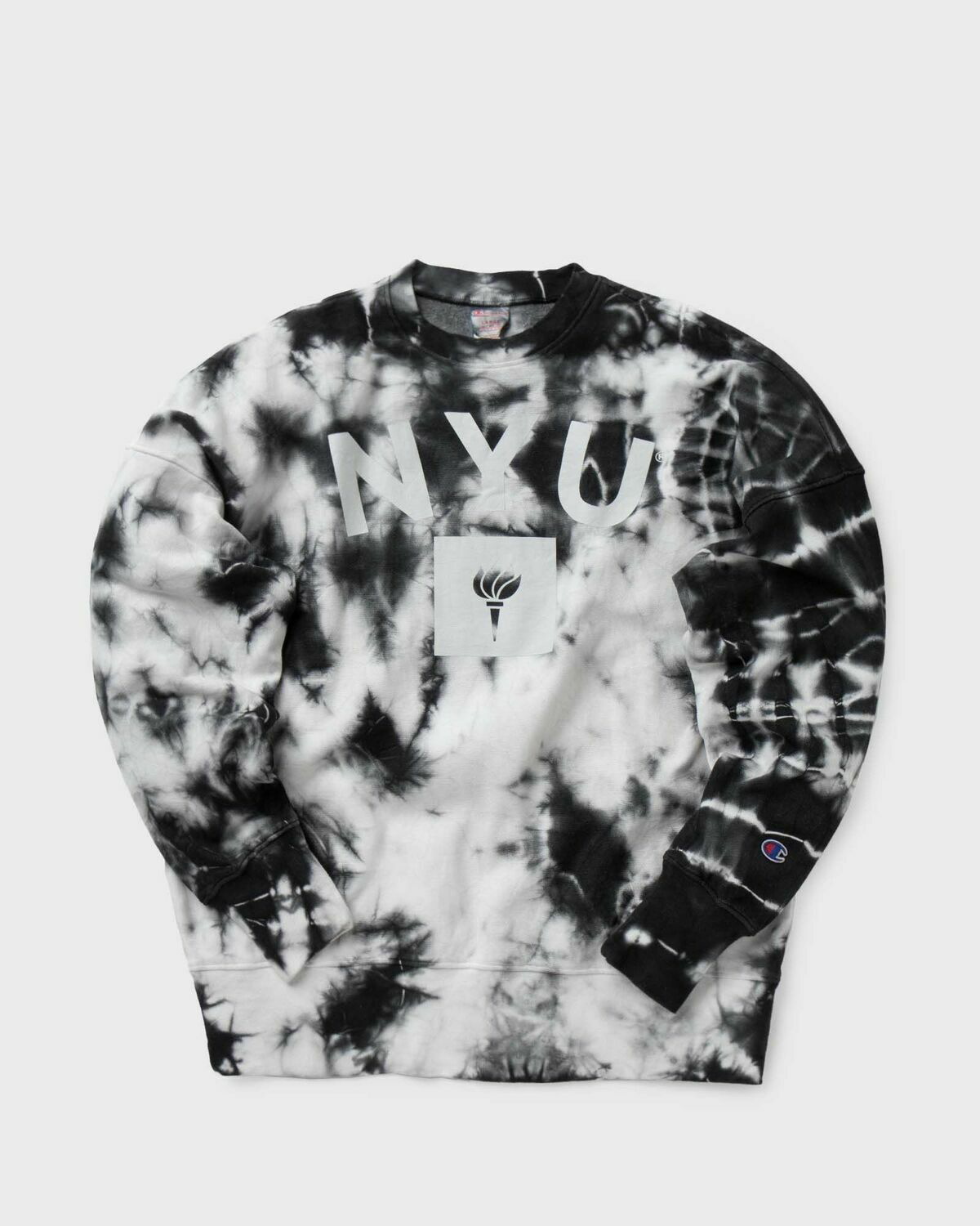 Champion Authentic Tie Dye College Crewneck Sweatshirt nyu Black