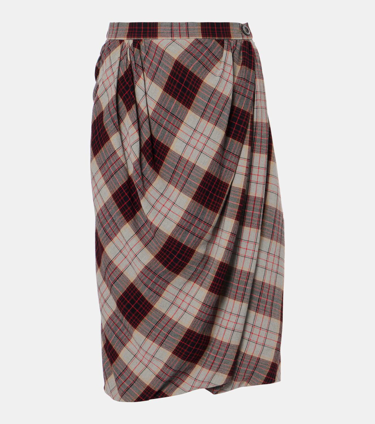 Vivienne Westwood Drunken Drape checked midi skirt Vivienne Westwood