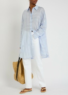Toteme Logo-monogrammed Cotton-blend Shirt Light Blue