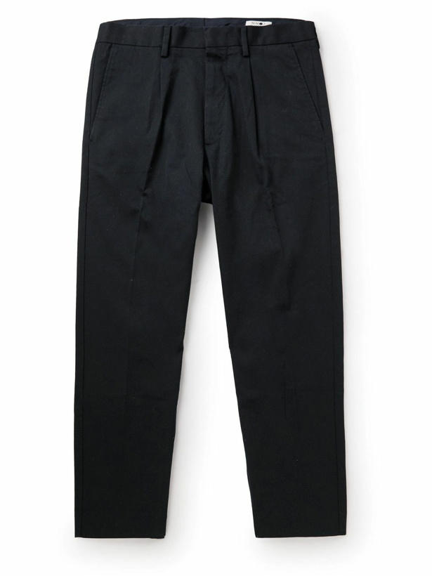 Photo: NN07 - Bill Tapered Cropped Cotton-Blend Twill Trousers - Blue