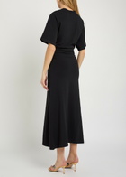 Akyn Charli Ruched Stretch-cotton Midi Dress Black