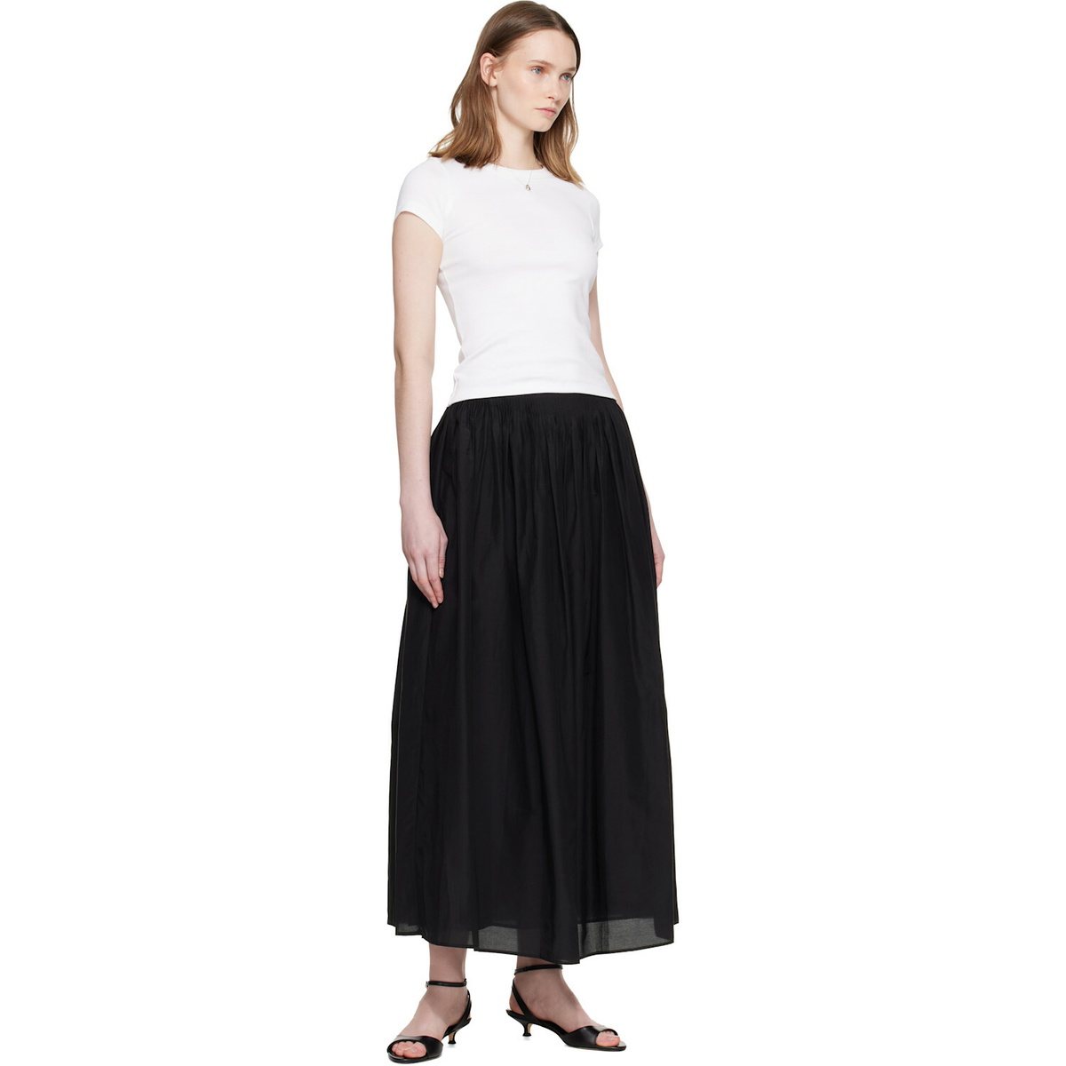 Loulou de Saison Black Naya Gathered Maxi Skirt