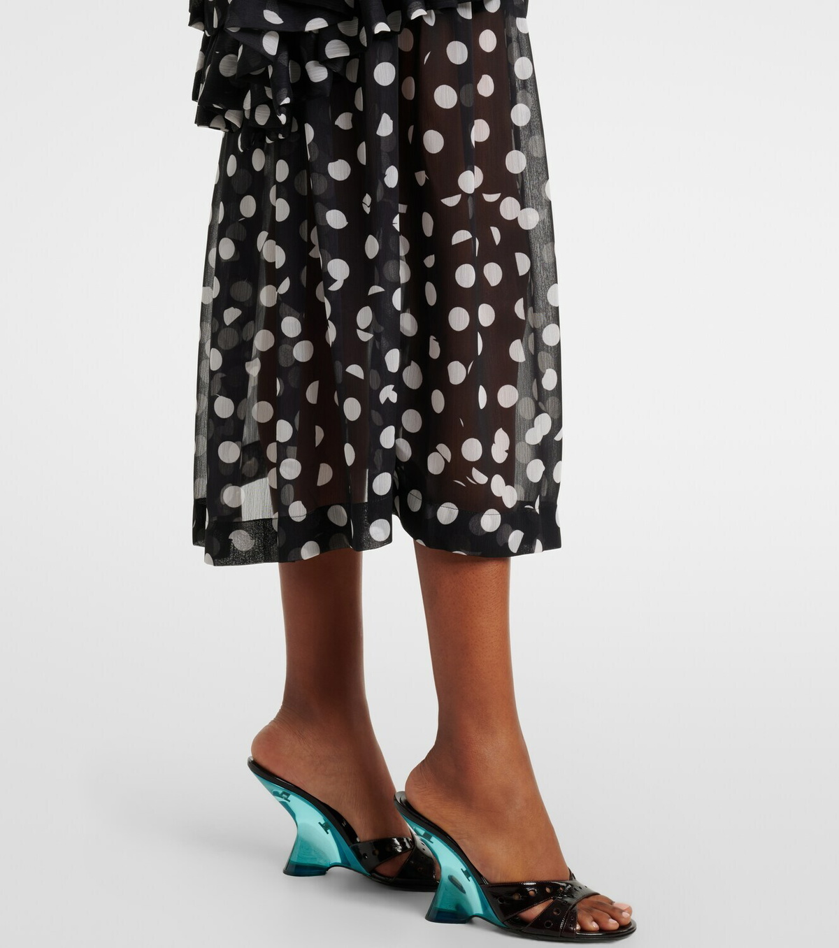 Dries Van Noten Polka-dot ruffled midi skirt