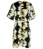 Ganni - Tie-dye ruched stretch-silk minidress