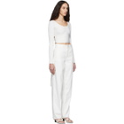 Tibi White Ribbed Decollete Wrap Sweater